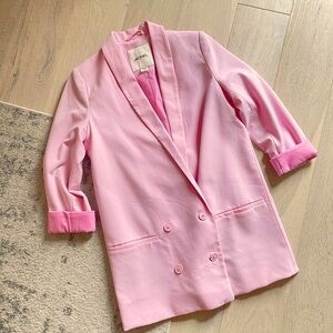 Monki Double Breasted Longline Blazer, Pink, Sz XS